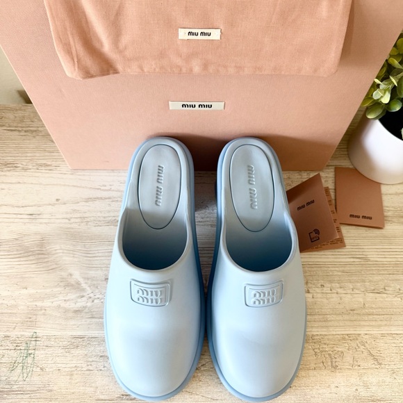 New Miu Miu Soft Mules Blue Size 40 US 10